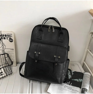 Men PU Leather Backpack Travel Casual Mochila Waterproof Student Book Bags