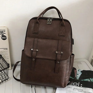 Men PU Leather Backpack Travel Casual Mochila Waterproof Student Book Bags