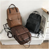 Men PU Leather Backpack Travel Casual Mochila Waterproof Student Book Bags