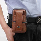 Men PU Leather Fanny Waist Bag Classic Texture Belt Bum Pouch Purse