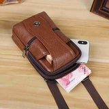 Men PU Leather Fanny Waist Bag Classic Texture Belt Bum Pouch Purse