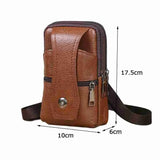 Men PU Leather Fanny Waist Bag Classic Texture Belt Bum Pouch Purse