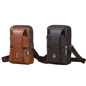 Men PU Leather Fanny Waist Bag Classic Texture Belt Bum Pouch Purse