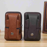 Men PU Leather Fanny Waist Bag Classic Texture Business Casual Phone Bag