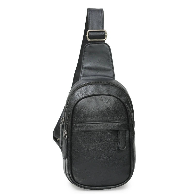 Men PU Leather Chest Bag Satchel Pack CrossBody Messenger Shoulder Bag