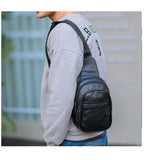 Men PU Leather Chest Bag Satchel Pack CrossBody Messenger Shoulder Bag
