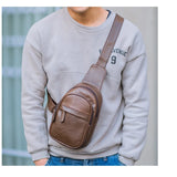 Men PU Leather Chest Bag Satchel Pack CrossBody Messenger Shoulder Bag