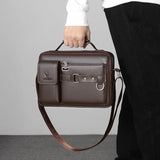 Men PU Leather Shoulder Crossbody Bag Laptop Briefcase w/ Strap 2022