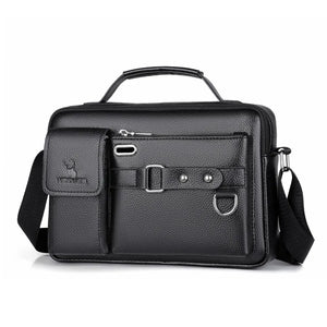 Men PU Leather Shoulder Crossbody Bag Laptop Briefcase w/ Strap 2022