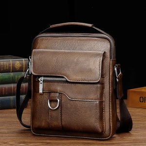 Men PU Leather Shoulder Crossbody Bag Laptop Briefcase