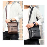 Men PU Leather Shoulder Crossbody Bag Laptop Briefcase