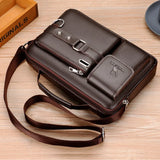 Men PU Leather Shoulder Crossbody Bag Laptop Briefcase w/ Strap 2022