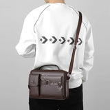 Men PU Leather Shoulder Crossbody Bag Laptop Briefcase w/ Strap 2022