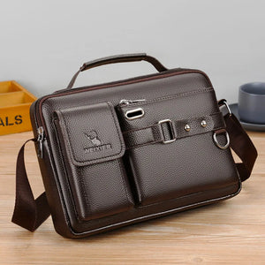 Men PU Leather Shoulder Crossbody Bag Laptop Briefcase w/ Strap 2022