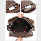 Men PU Leather Shoulder Crossbody Bag Laptop Briefcase