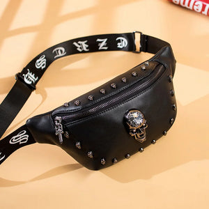 Men Punk Skull Waist Bag Belt Pack Fanny Pack Hip Packs Outdoor Crossbody Bags
