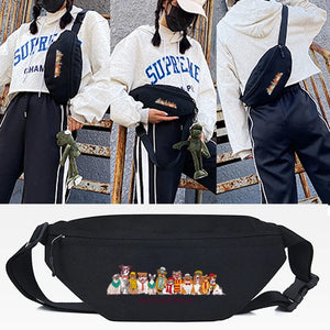 Red Hat Dog Print Waist Bag Crossbody Shoulder Pack