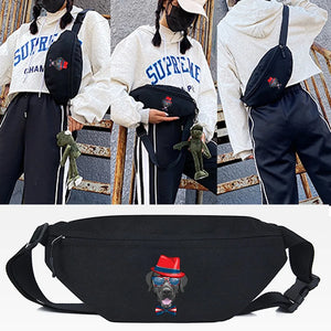 Red Hat Dog Print Waist Bag Crossbody Shoulder Pack