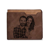 Men Short Personalized Picture Text Purse Carving Photo Wallet Father's Gift