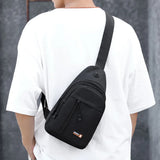 Men Shoulder Bag Travel Backpack Sports Chest Bag with Earphone Hole