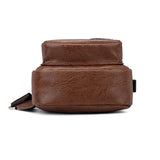 Men Shoulder Chest Bag USB Charging PU Leather For Mobile Phone