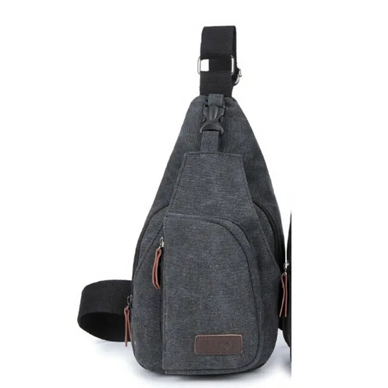 Men Sling Bag Chest Cross Body Shoulder Canvas Messenger Pack Travel Hiking