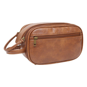 Men Toothpaste Toothbrush Gym PU Leather Toiletry Bag Organizer
