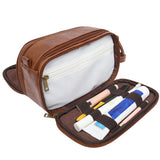 Men Toothpaste Toothbrush Gym PU Leather Toiletry Bag Organizer