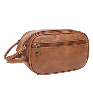 Men Toothpaste Toothbrush Gym PU Leather Toiletry Bag Organizer