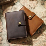 Men Travel Passport Holder Cow Leather Ticket Folder Passport Wallet Vintage