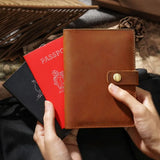 Men Travel Passport Holder Cow Leather Ticket Folder Passport Wallet Vintage