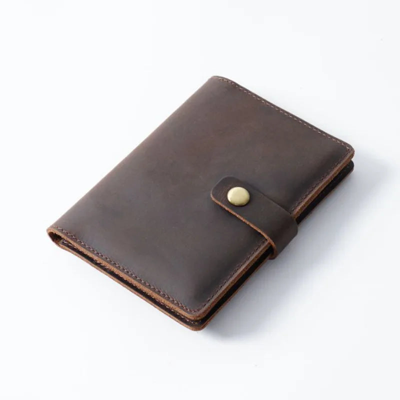 Men Travel Passport Holder Cow Leather Ticket Folder Passport Wallet Vintage