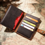 Men Travel Passport Holder Cow Leather Ticket Folder Passport Wallet Vintage