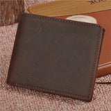 Men Vintage Leather Wallet Crazy Horse Slim Money Purse