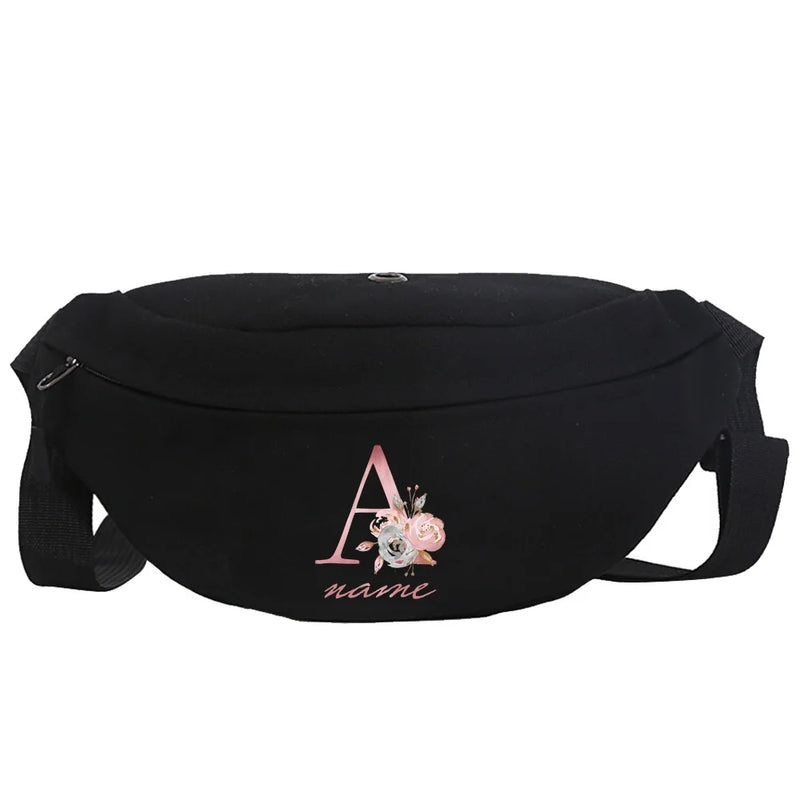 Personalized Name Waist Bag Phone Belt Pouch Fanny Pack Letter Print