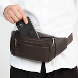 Men Waist Bag Fanny Pack Leather Running Waterproof Hiking Traveling