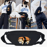 Sashimi and Cat Print Waist Bag for Men and Women
