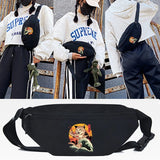 Sashimi and Cat Print Waist Bag for Men and Women