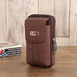 Men Canvas Waist Purse Casual Fanny Multi-function Phone Pocket Business Waist B