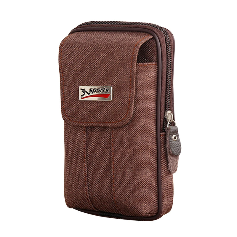 Men Canvas Waist Purse Casual Fanny Multi-function Phone Pocket Business Waist B