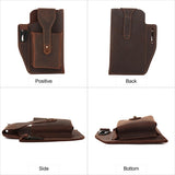 Men Leather Waist Pack Retro Phone Bag Multifunctional Belt Pockets