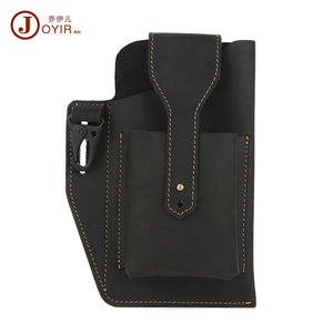 Men Leather Waist Pack Retro Phone Bag Multifunctional Belt Pockets