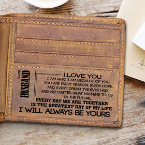 Men Wallet TO MY HUSBAND Engraved Purse for Christmas Birthday Anniversary