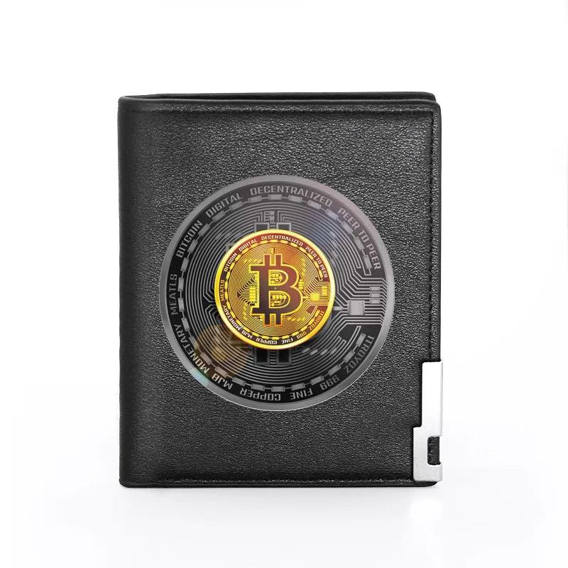 Bitcoin Symbol Printed Leather Men's Wallet