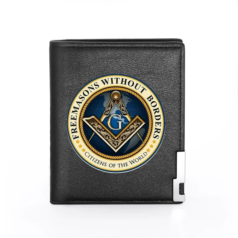Leather Freemasons Wallet Slim Credit Card/ID Holders Money Bag