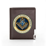Leather Freemasons Wallet Slim Credit Card/ID Holders Money Bag