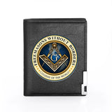 Leather Freemasons Wallet Slim Credit Card/ID Holders Money Bag