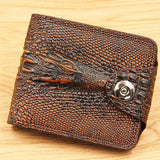 Men Wallet Leather Short Purse Vintage Style Crocodile