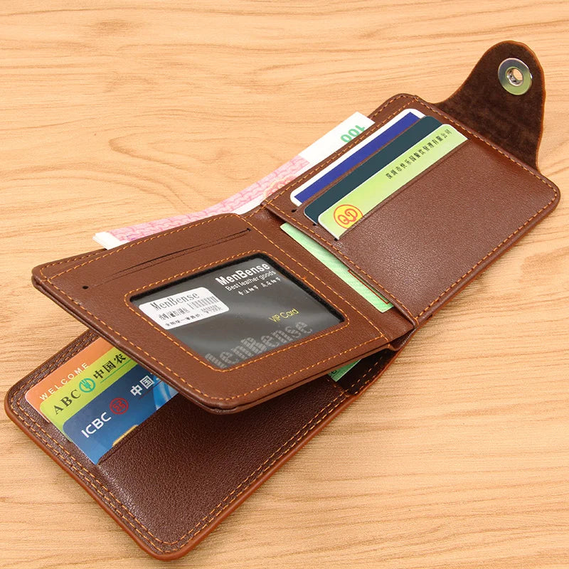 Men Wallet Leather Short Purse Billetera Hombre Vintage Style