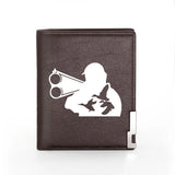 Men Wallet Leather Hunter Print Billfold Slim Credit Card/ID Holders Inserts